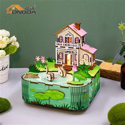 ছোট হাত ক্র্যাঙ্ক কাঠের সঙ্গীত বক্স