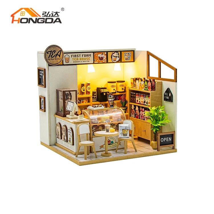 Milk Tea Shop Themed Wooden Dollhouse factory